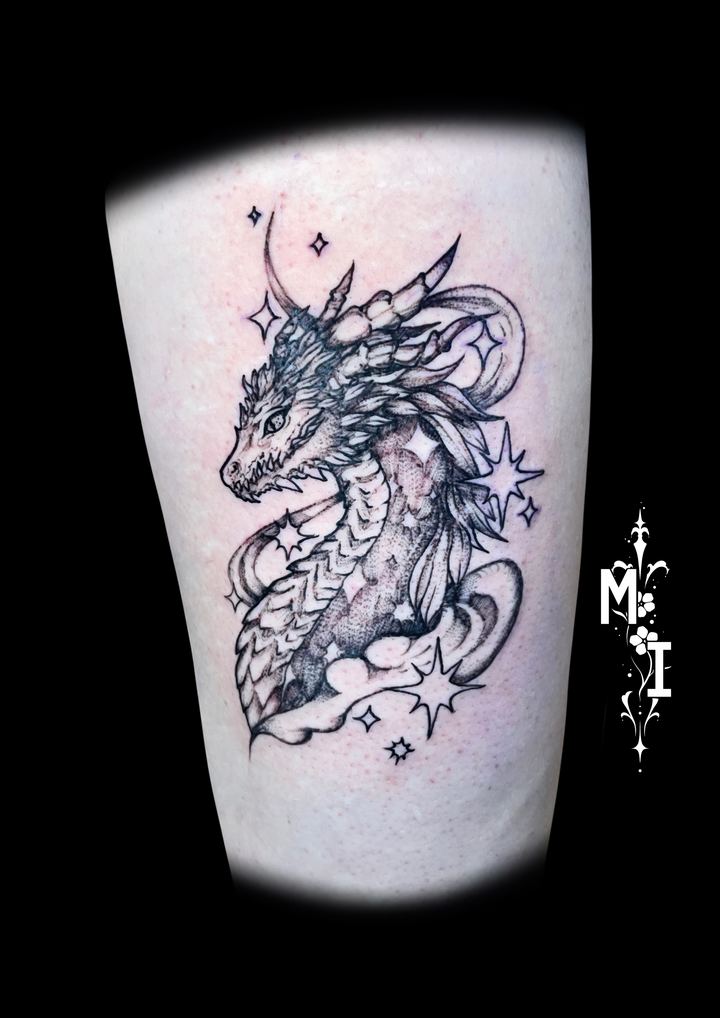 Tattoo von Luca: Drache mit Sternen