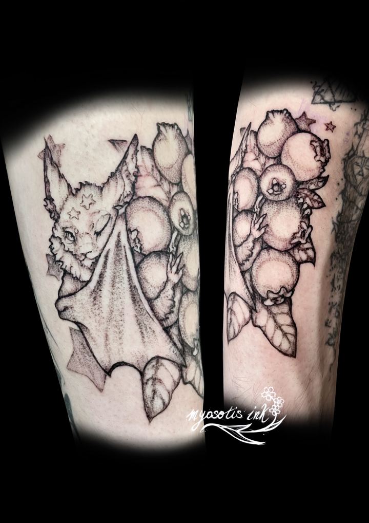 Tattoo von Luca: Fledermaus mit Beeren