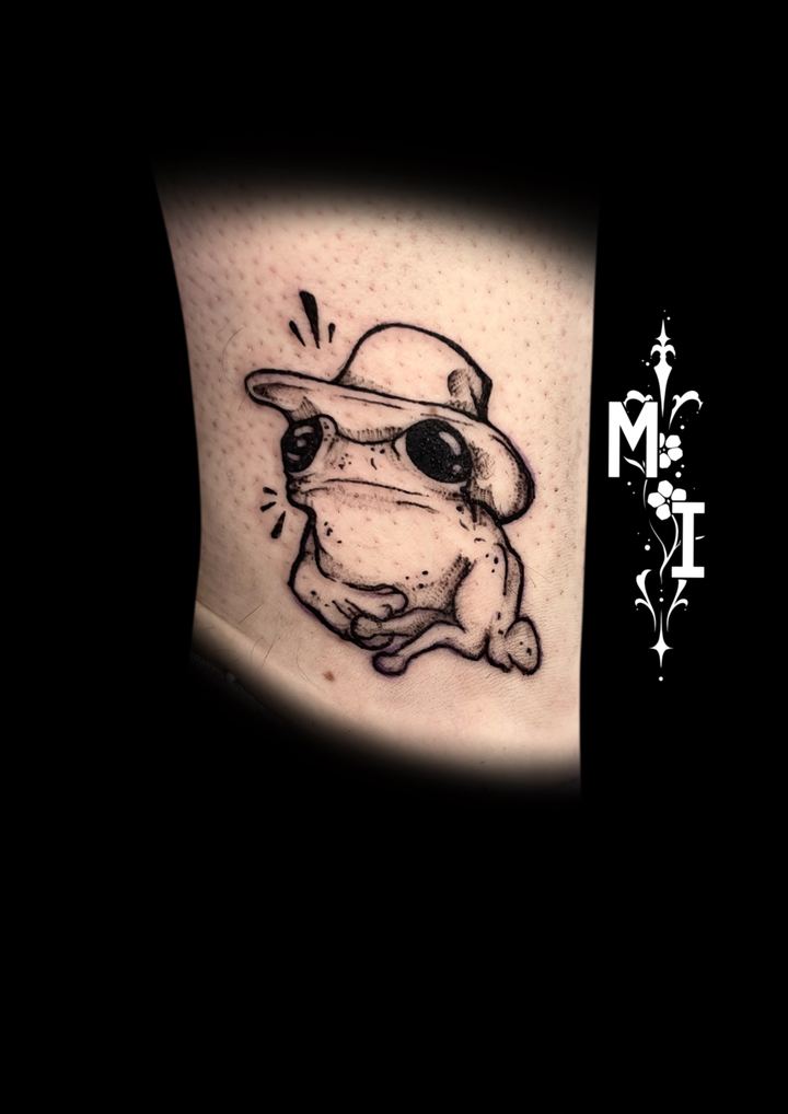 Tattoo von Luca: Frosch mit Hut