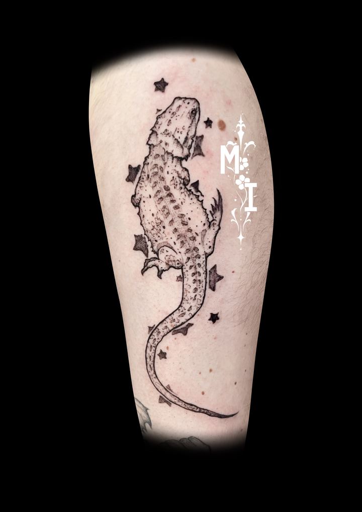 Tattoo von Luca: Echse mit Sternen